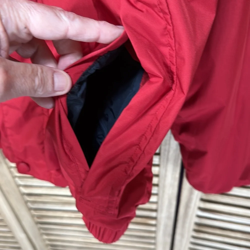 Nautica Men's Red Windbreaker Hood Attached Jacket Size L